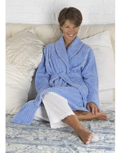 Bademantel aus weichem Baumwoll-Chenille mit Schalkragen