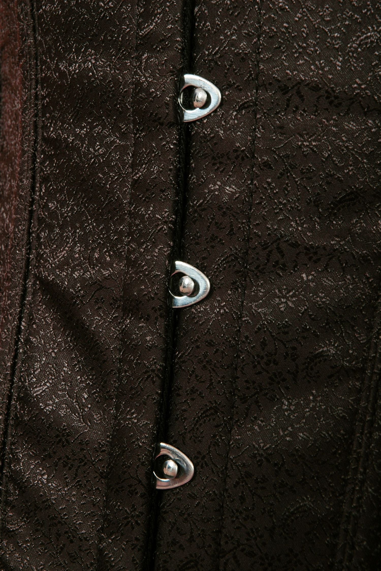 Großes schwarzes Korsett mit Blumenmuster aus Jacquard und Stahlstäbchen