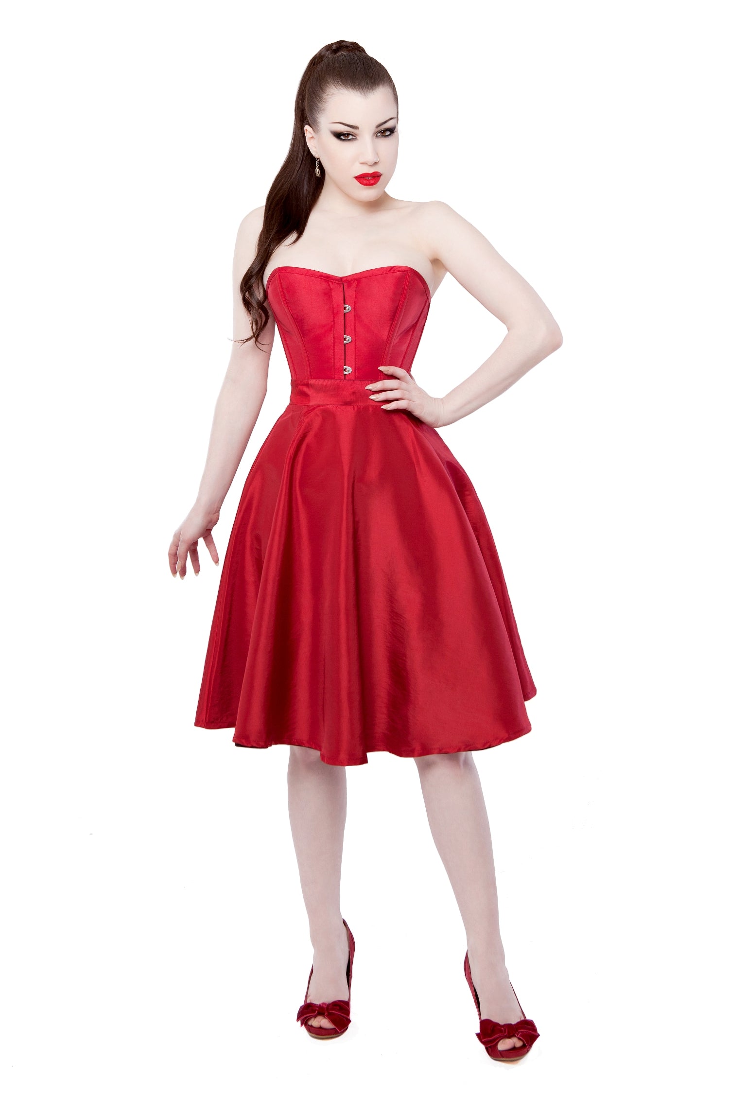 Die Dame im roten Korsettkleid
