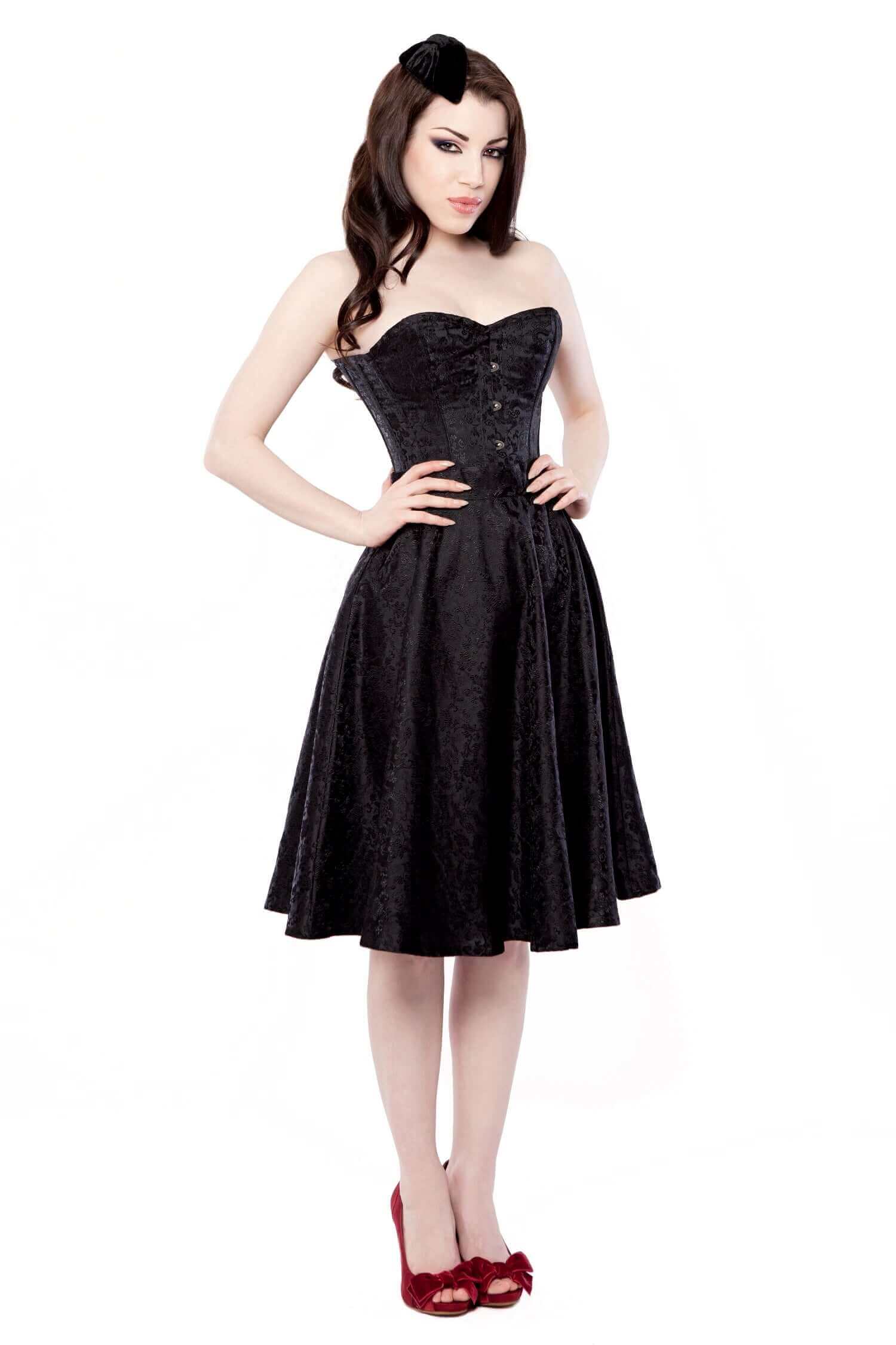 Playgirl Black Floral Brocade Circle Skirt