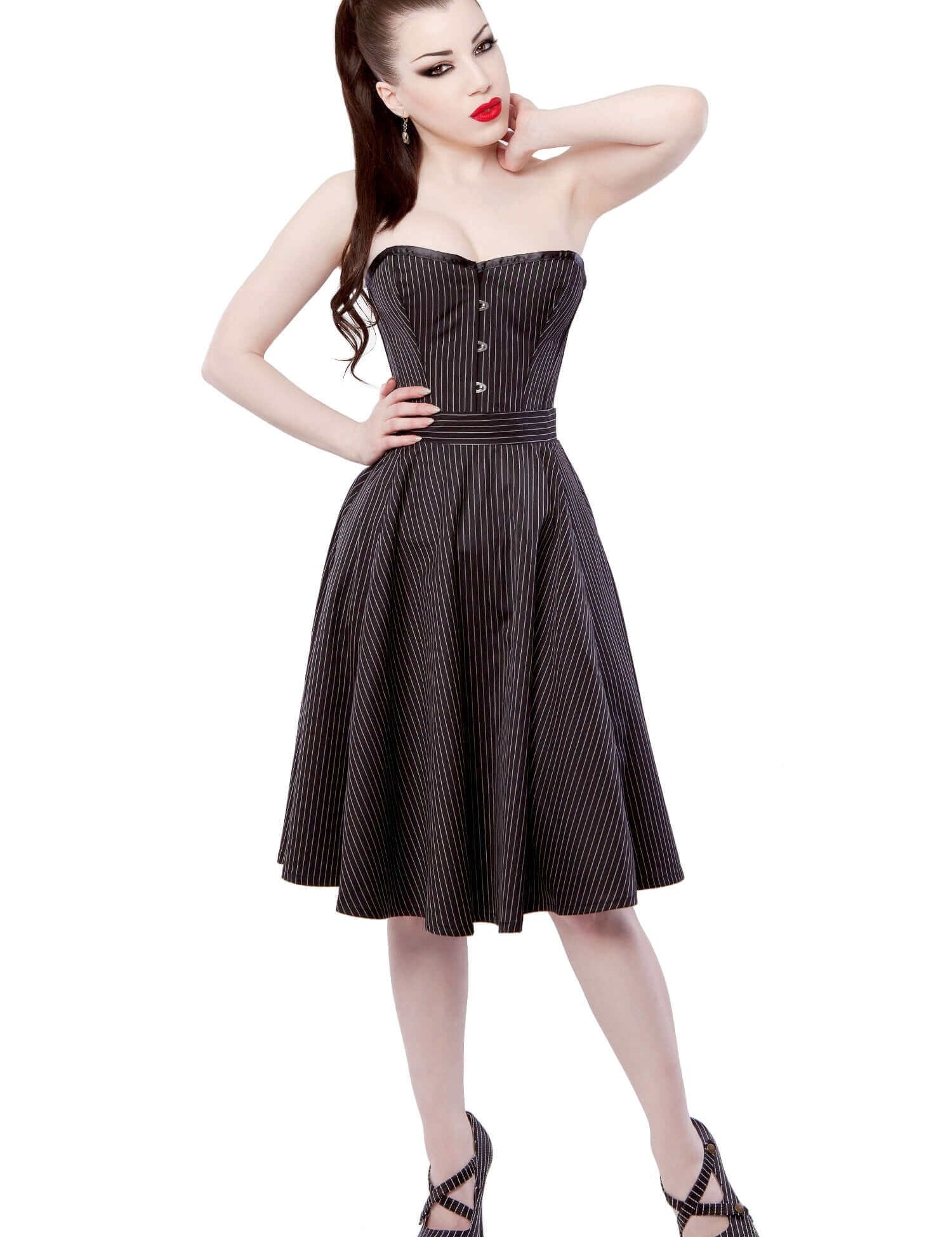 Playgirl Black Pinstripe Circle Skirt