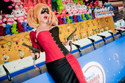 Harley Quinn schwarz-rotes Korsett & Bolero-Outfit
