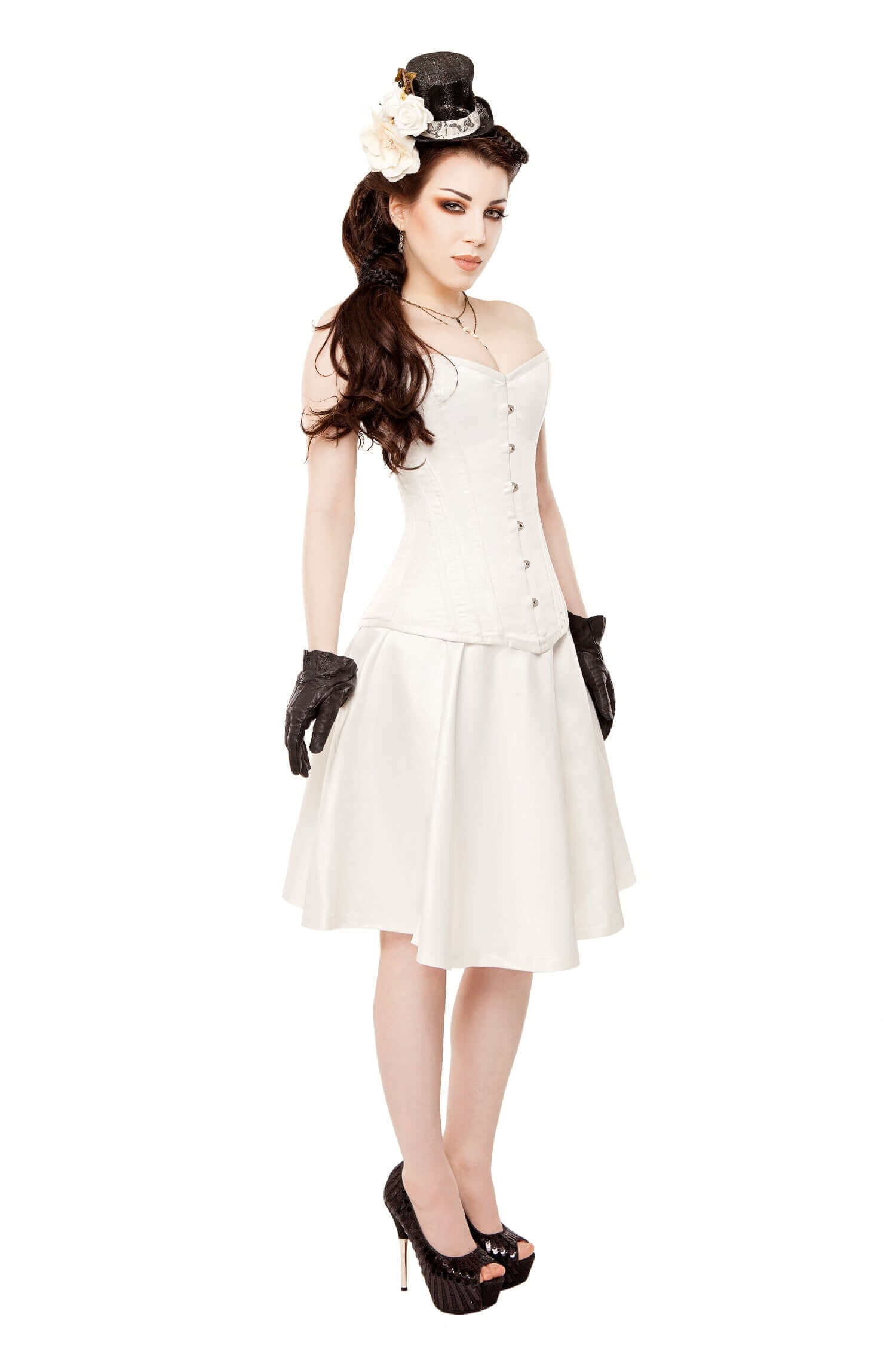 Ivory Duchess Satin Corset Dress